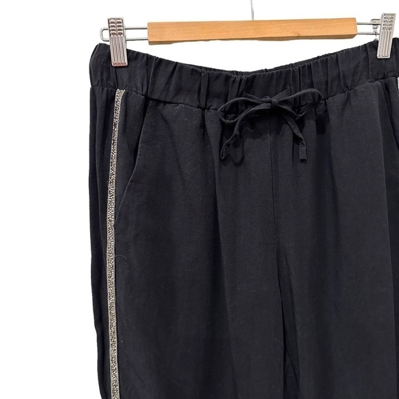 Zara Black Tencel Embellished Jogger‎ Pants Size Small - Picture 3 of 7